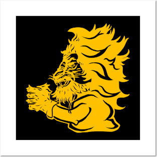 javier milei represented as a LION YELLOW VERSION Posters and Art